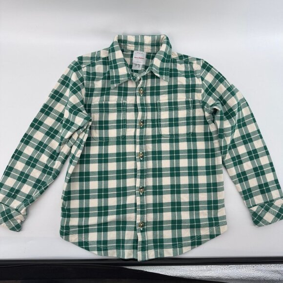 Hanna Andersson Green Plaid Shirt Size 5 - Picture 1 of 3